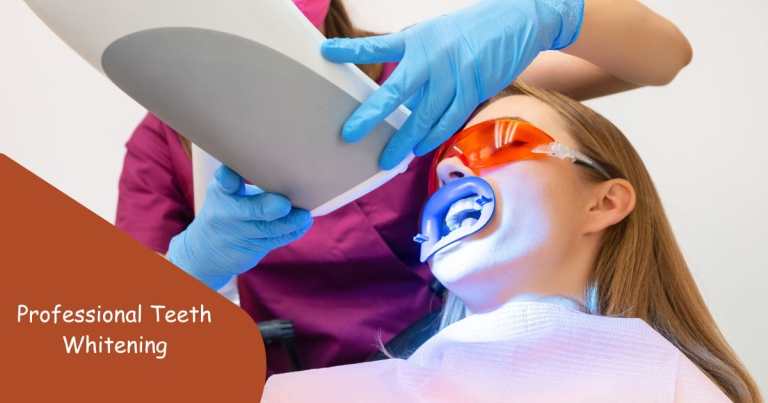 Before and after results of professional teeth whitening treatment